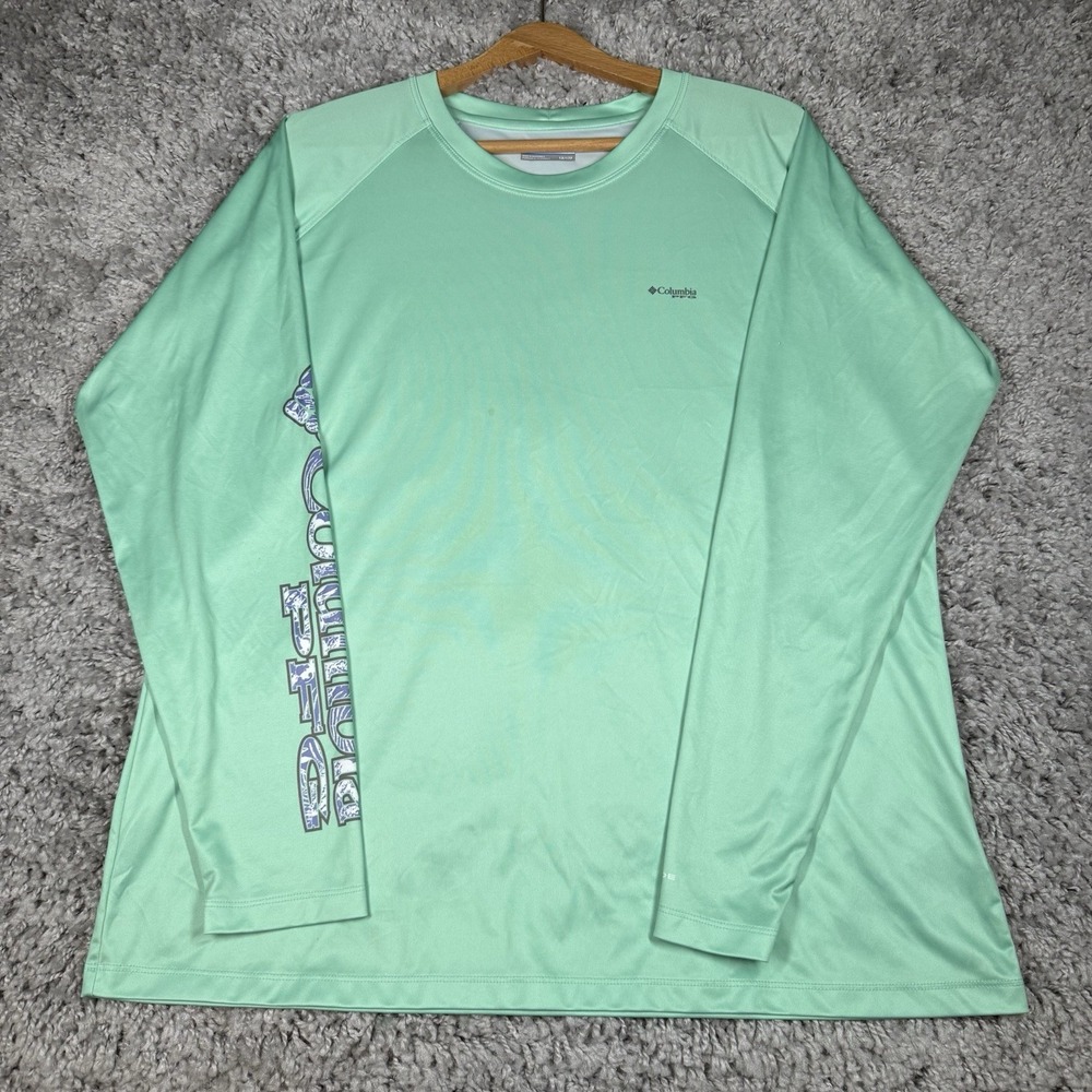 Columbia PFG Men's Omni Shade Fishing Shirt Long Sleeve Size 1X Swordfish Green